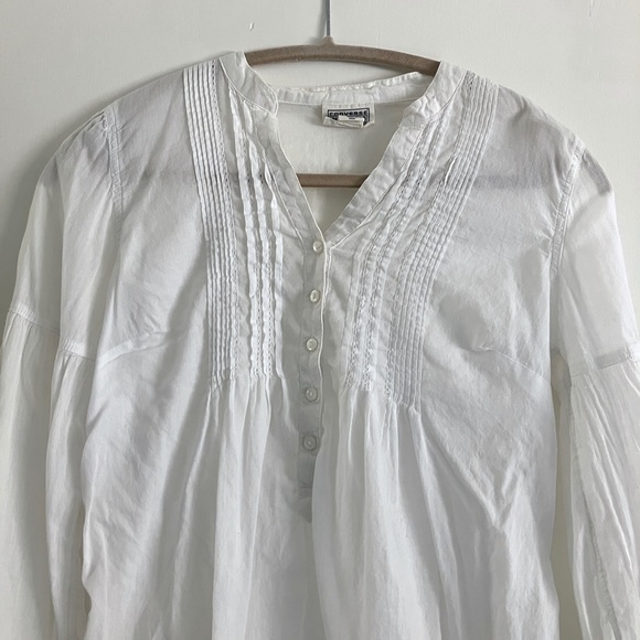 Converse white semi-sheer summer 100% lightweight cotton boho top size S - Picture 2 of 7
